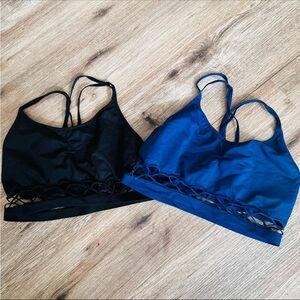 Victorias Secret Sport Seamless Unlined cut out Bralette Bra Lot of 2 Navy/Black